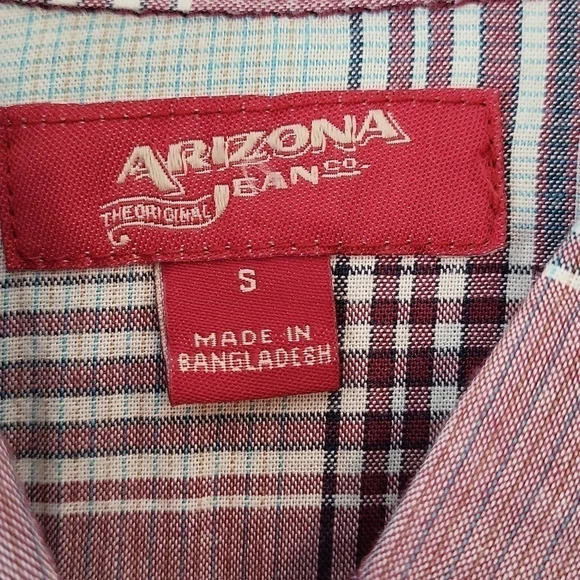 Arizona Jean Plaid Shirt with two front button ppckets Size Small - Picture 4 of 9